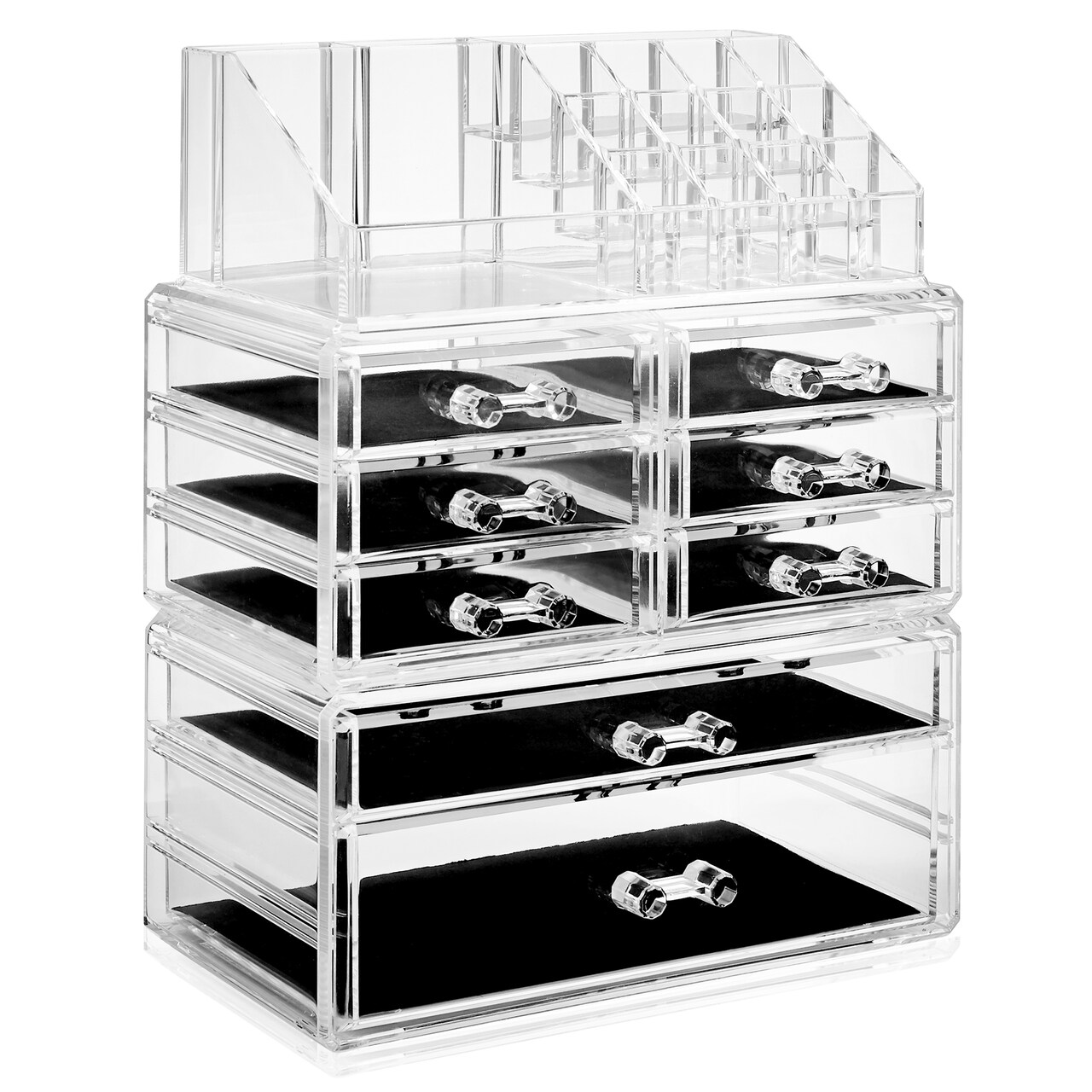 Casafield Acrylic Cosmetic Makeup Organizer &#x26; Jewelry Storage Display Case - 3 Piece Drawer Set - Clear